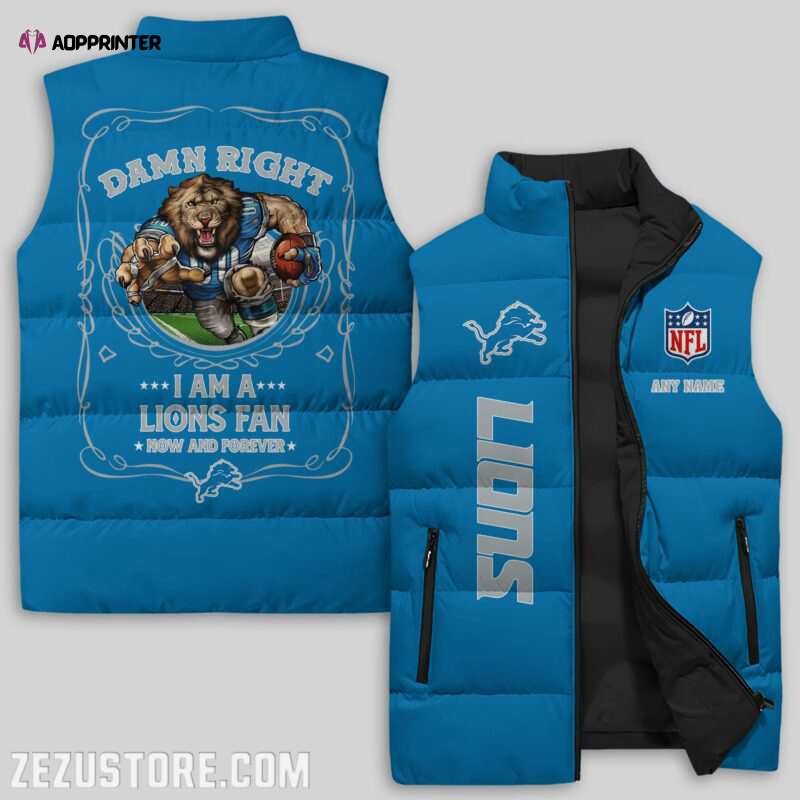 detroit lions nfl sleeveless puffer jacket custom for fans gifts 1