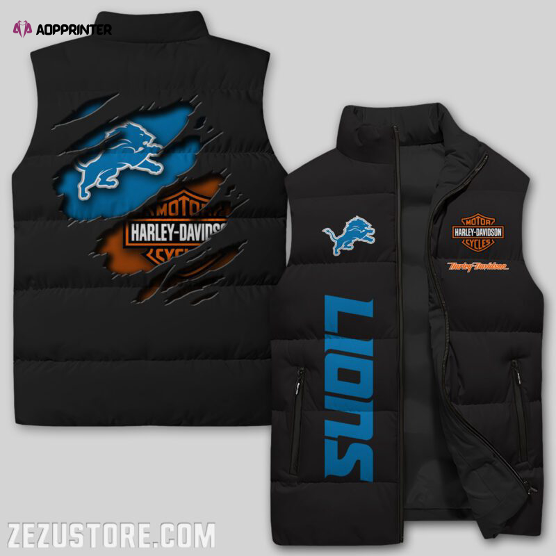 detroit lions nfl sleeveless puffer jacket custom for fans gifts 27