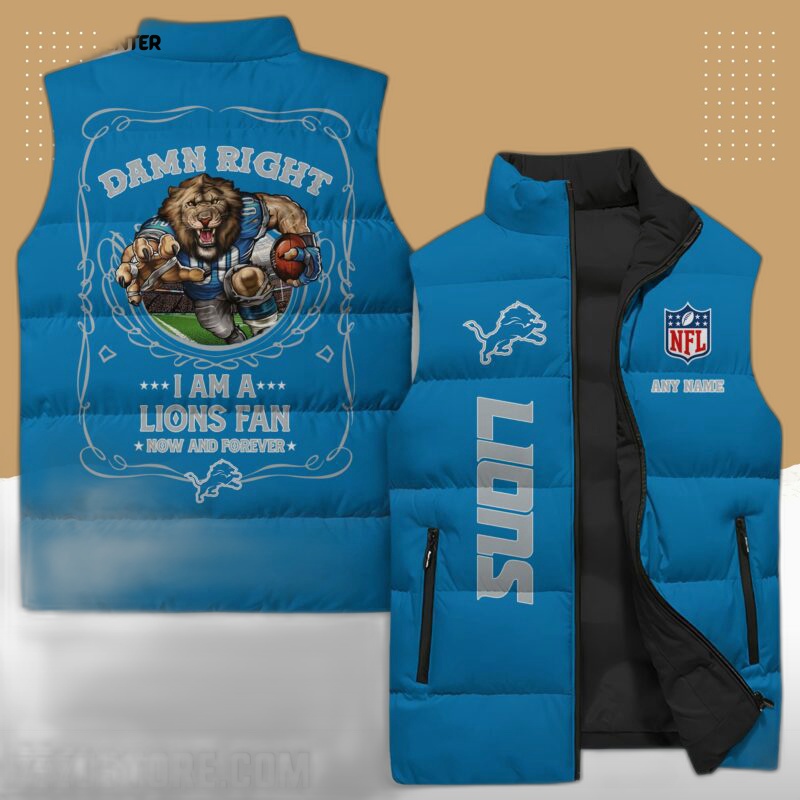 detroit lions nfl sleeveless puffer jacket custom for fans gifts 5EoG70