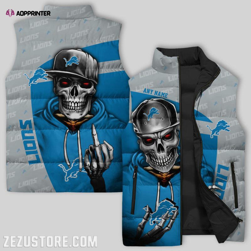 detroit lions sleeveless puffer jacket custom for fans gifts