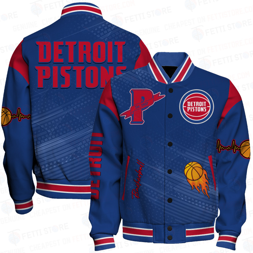 detroit pistons team logo sport pattern basketball baseball varsity jacket baseball jacket all over print 7wog6