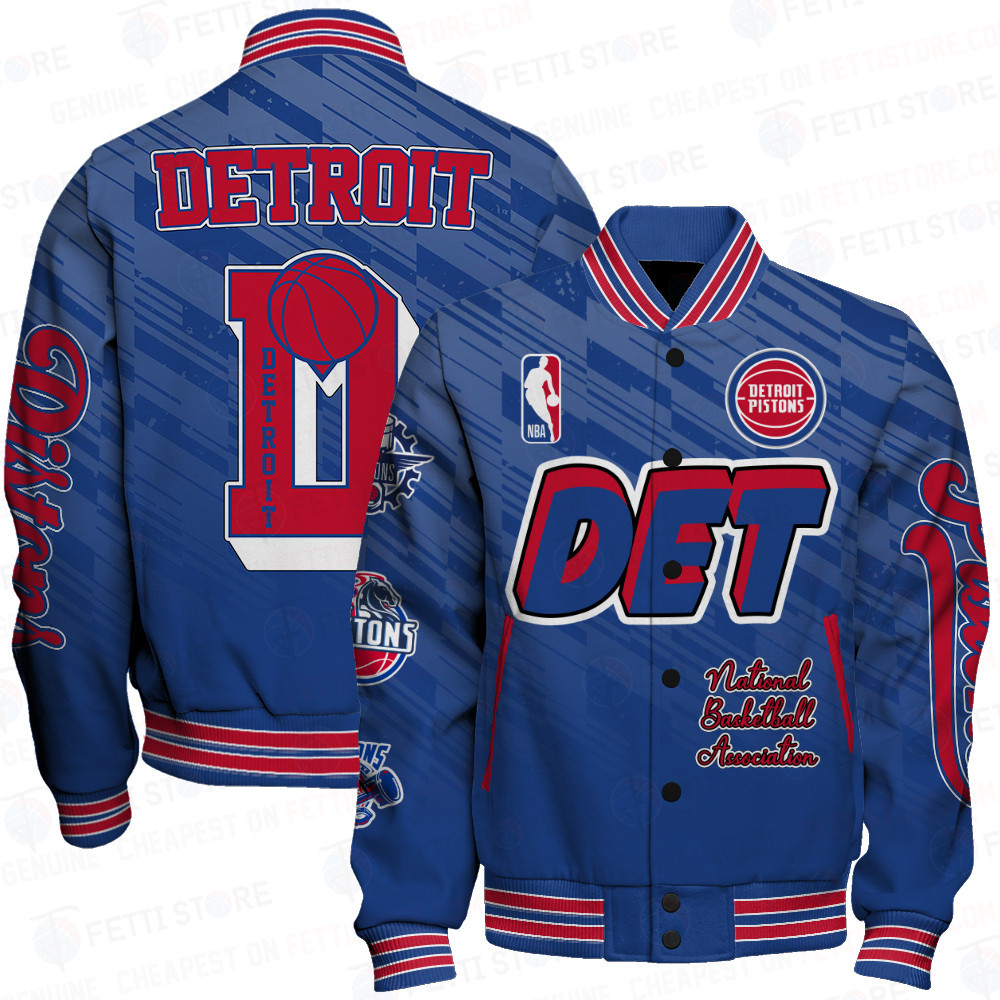 detroit pistons team logo sport pattern nba baseball varsity jacket baseball jacket all over print 09ohl