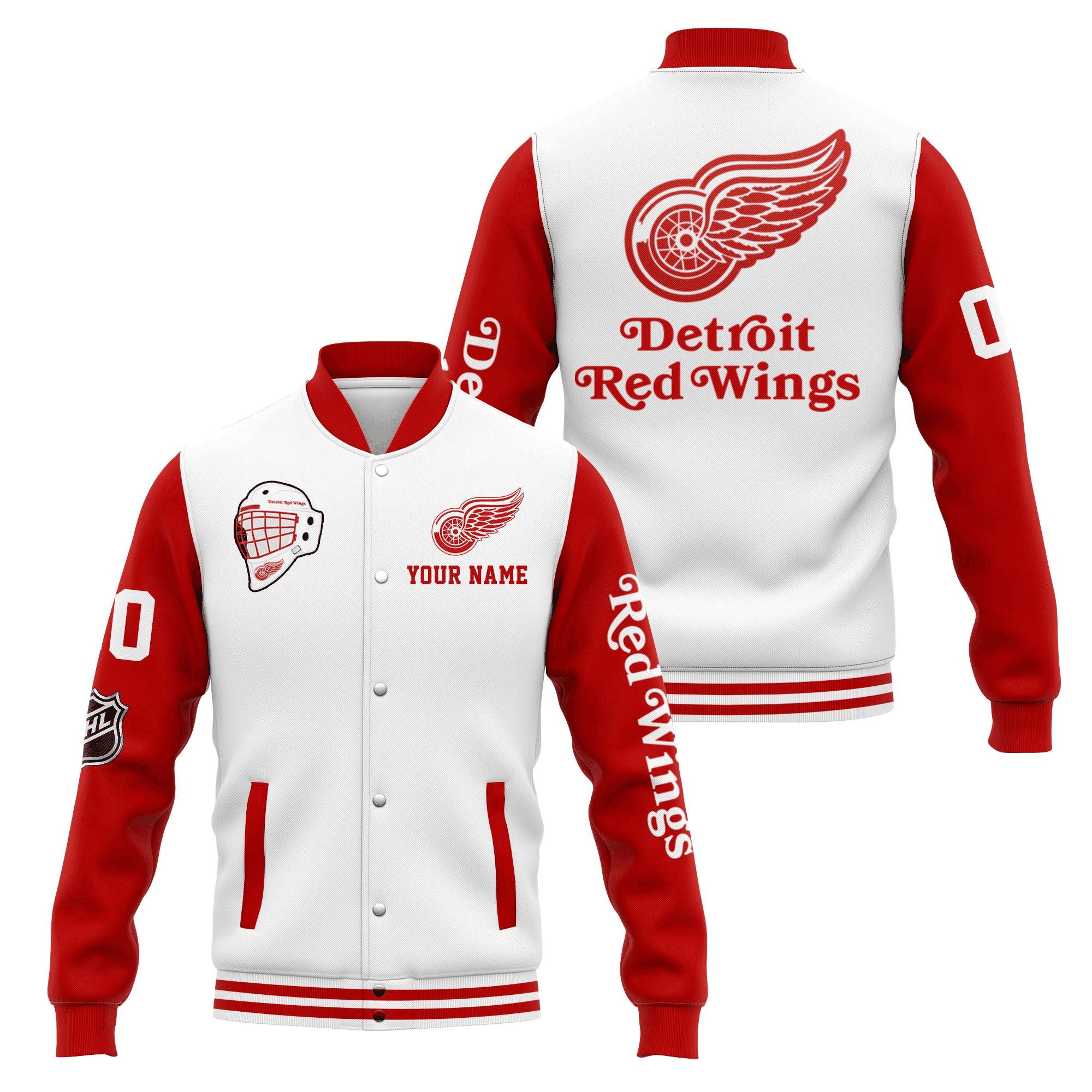 detroit red wings custom name and number nhl baseball baseball varsity jacket baseball jacket all over print kfqci