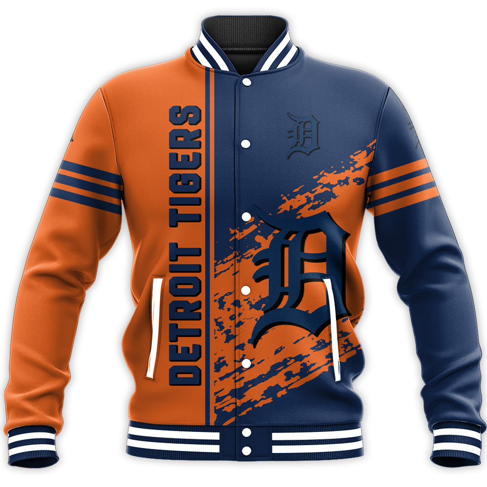 detroit tigers baseball jacket button up zipper hooded all over print quarter style mlb wsryv