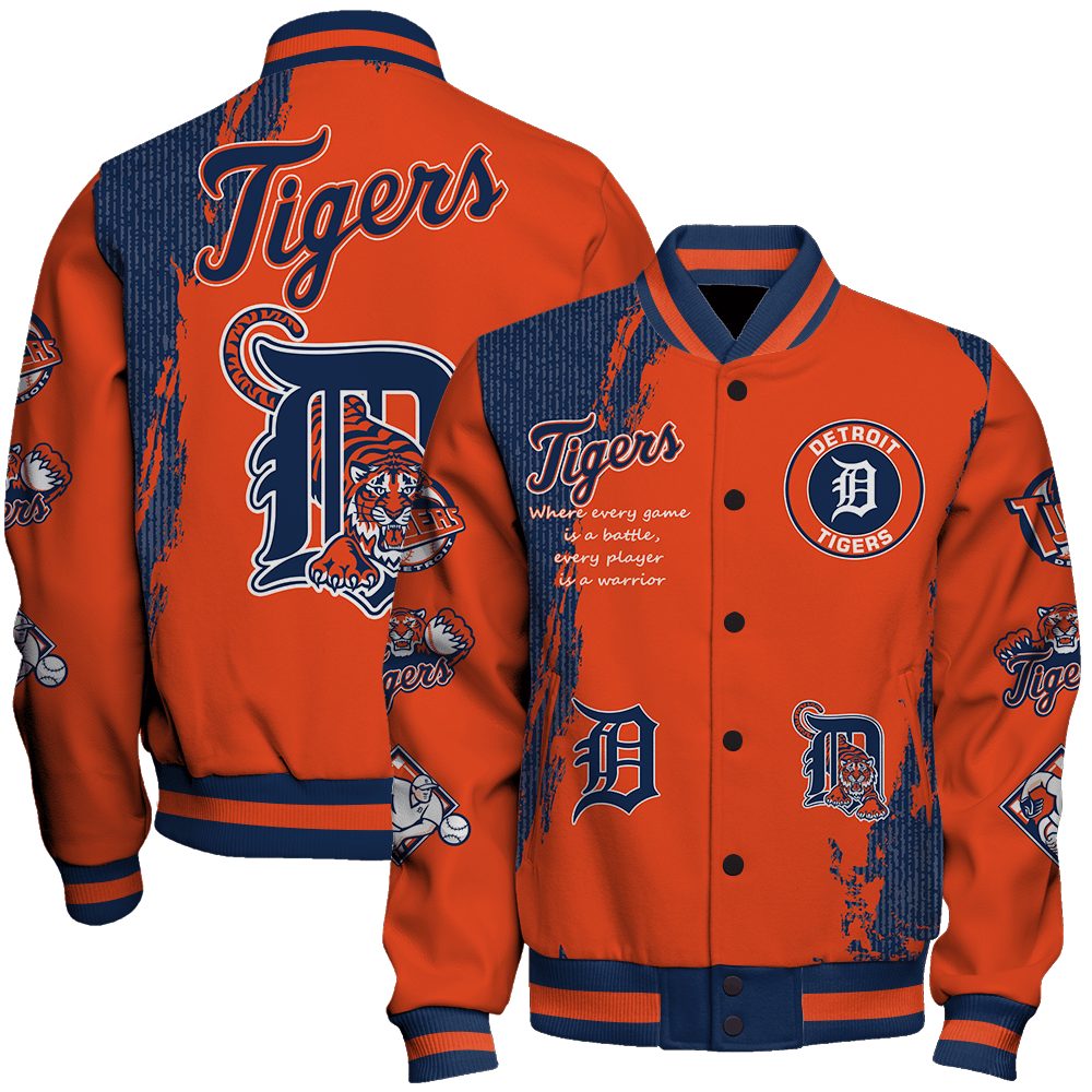 detroit tigers mlb baseball every game is a battle 3d unisex baseball varsity jacket baseball jacket all over print 65w5j