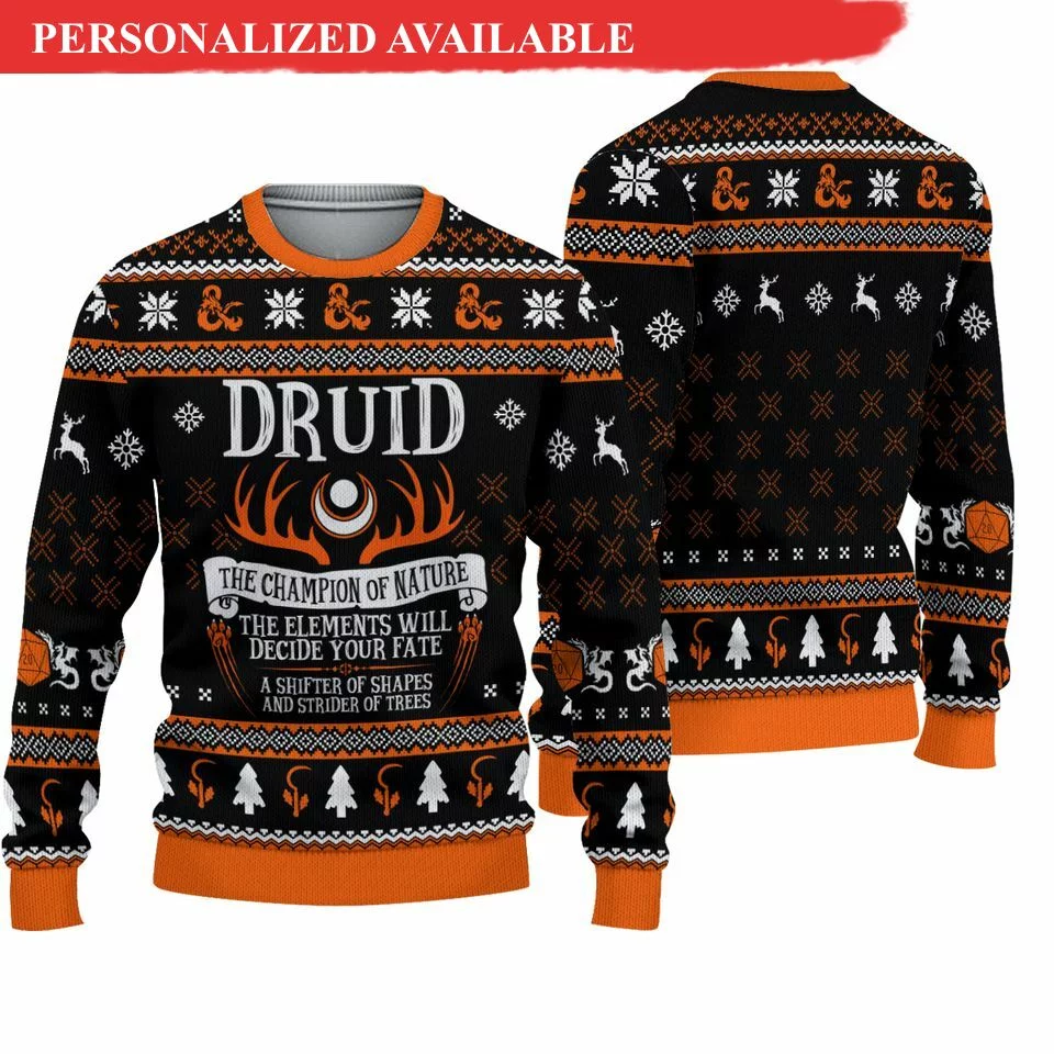 dnd classes druid ugly sweater 8633