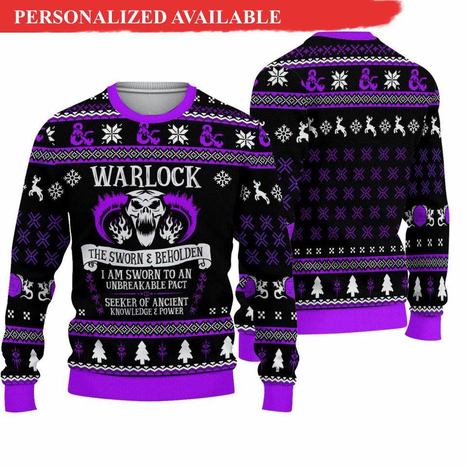 dnd classes warlock ugly sweater christmas 1160