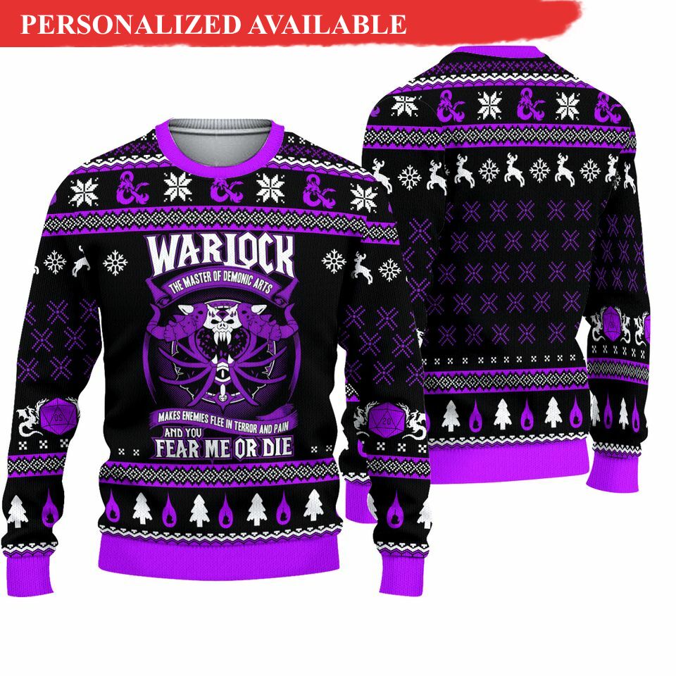 dnd classes warlock ugly sweater christmas 7055