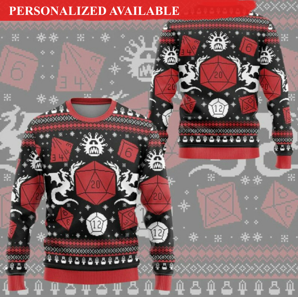 dnd dungeons and dragons christmas ugly sweater 2299