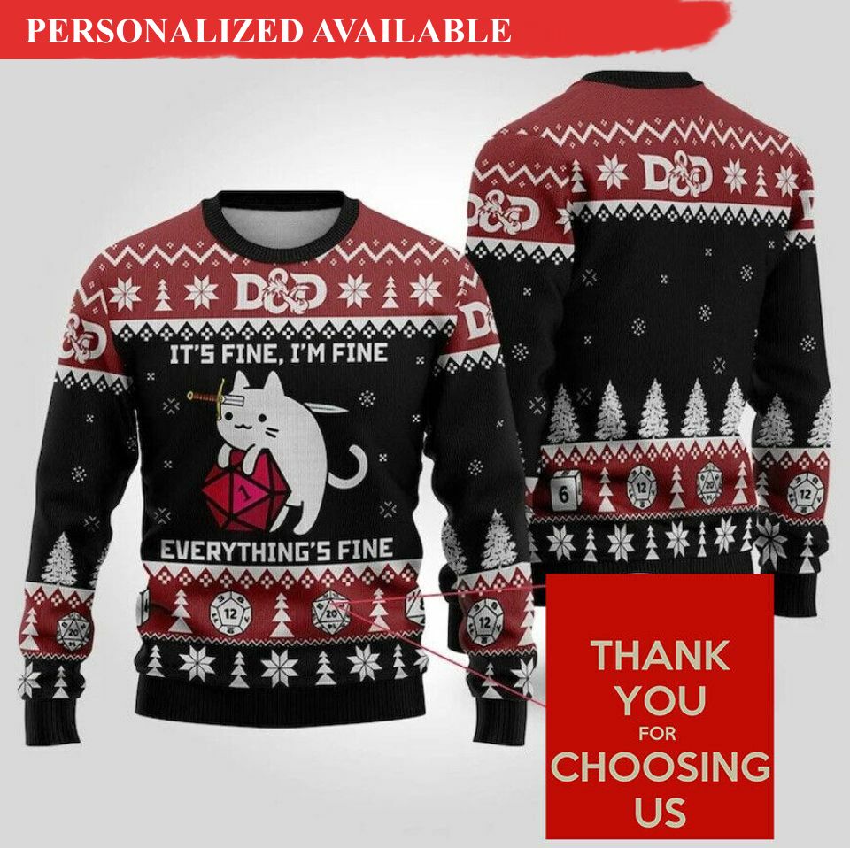 dnd dungeons and dragons christmas ugly sweater 2324