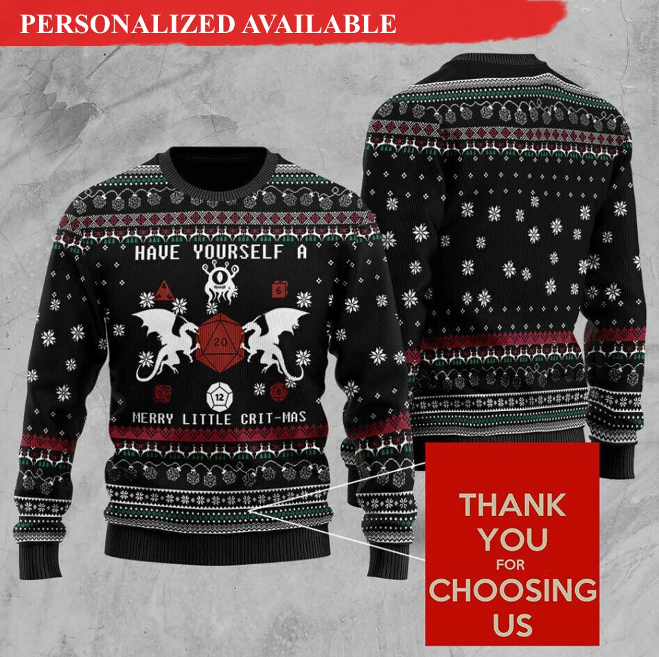 dnd dungeons and dragons christmas ugly sweater 3242