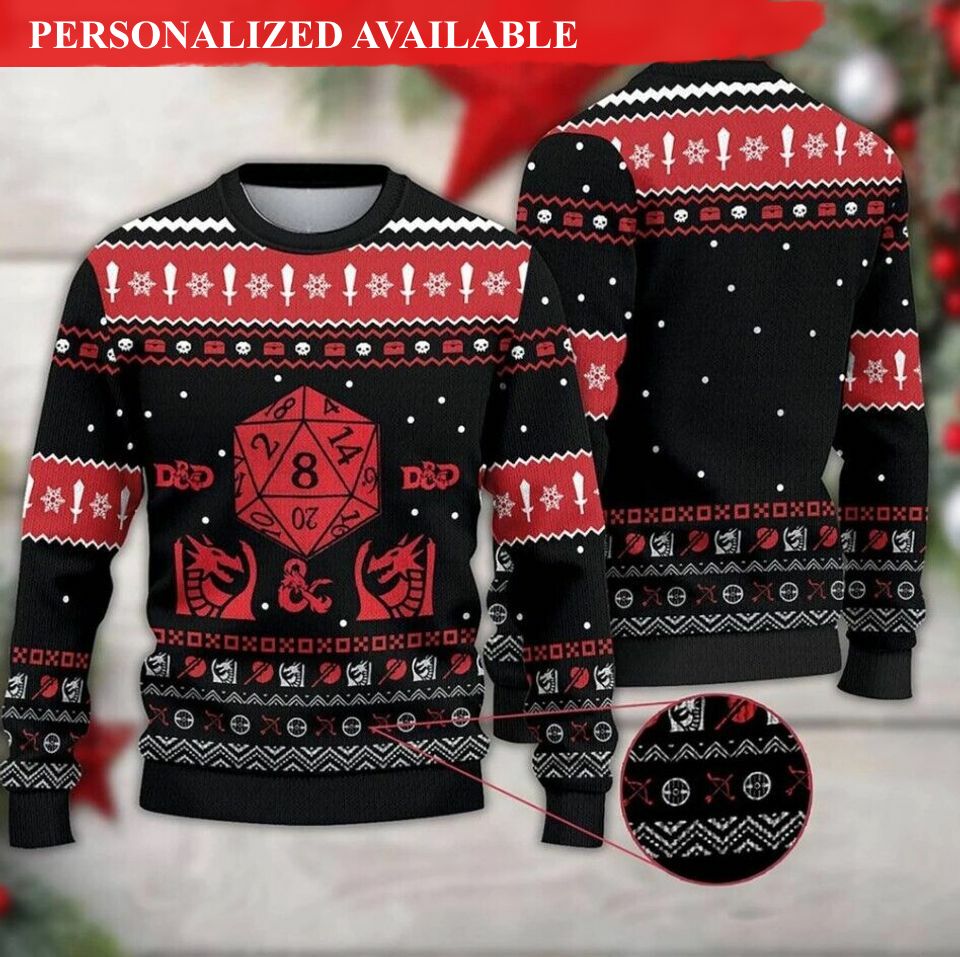 dnd dungeons and dragons christmas ugly sweater 7562