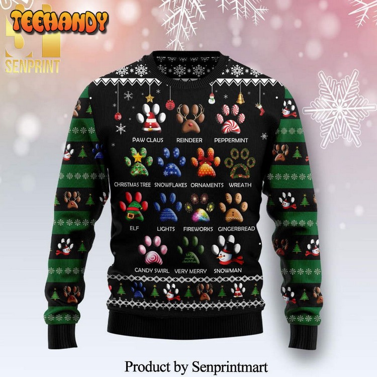 dog pawprint knitted ugly xmas sweater tc5sp