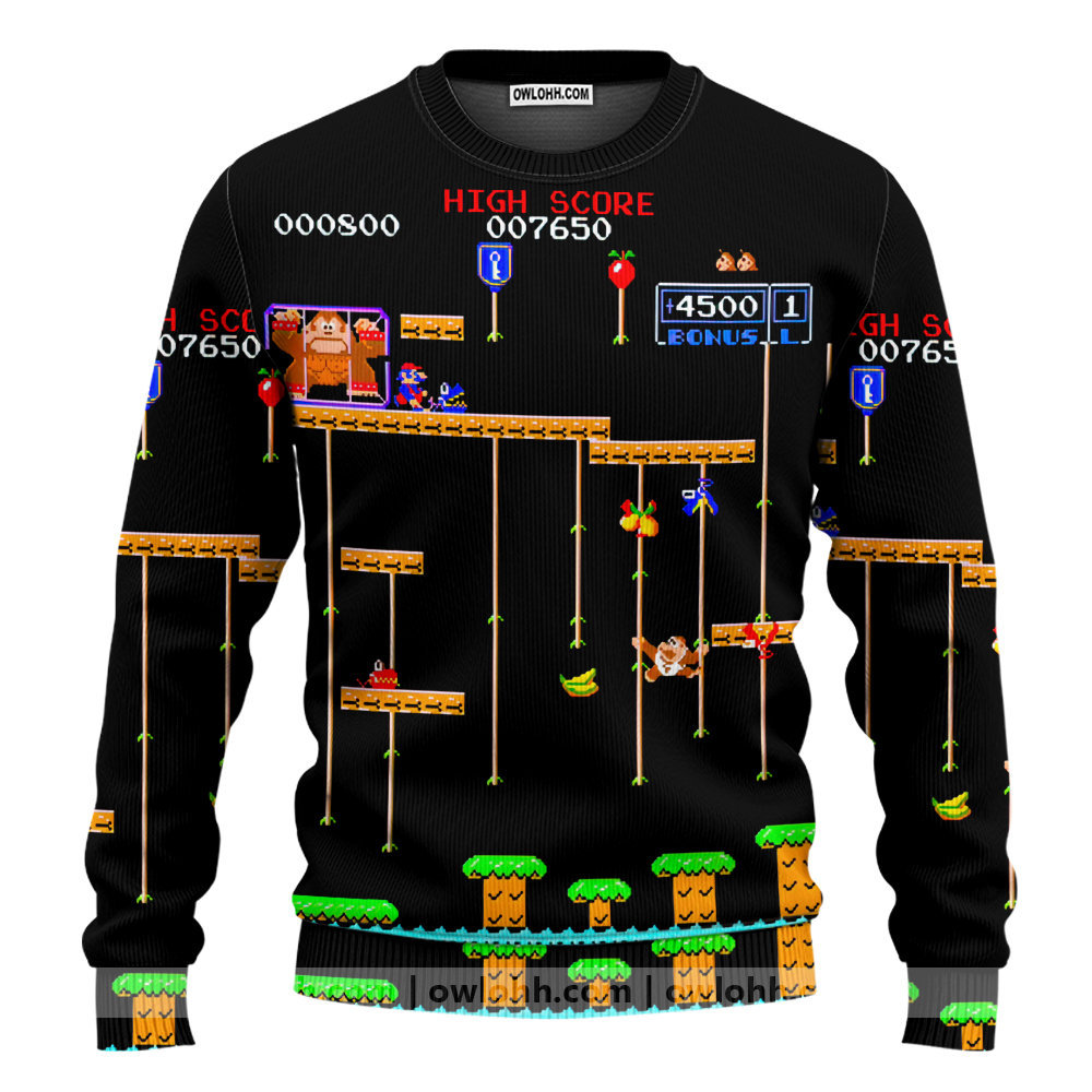 donkey kong and mario sweater ugly christmas sweaters owl ohh lsfey