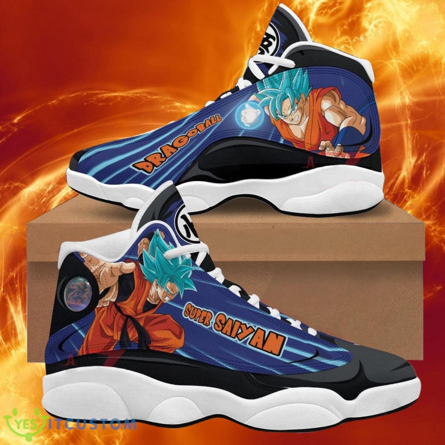 dragon ball goku super saiyan blue air jordan 13 sneakers anime shoes gift for fans