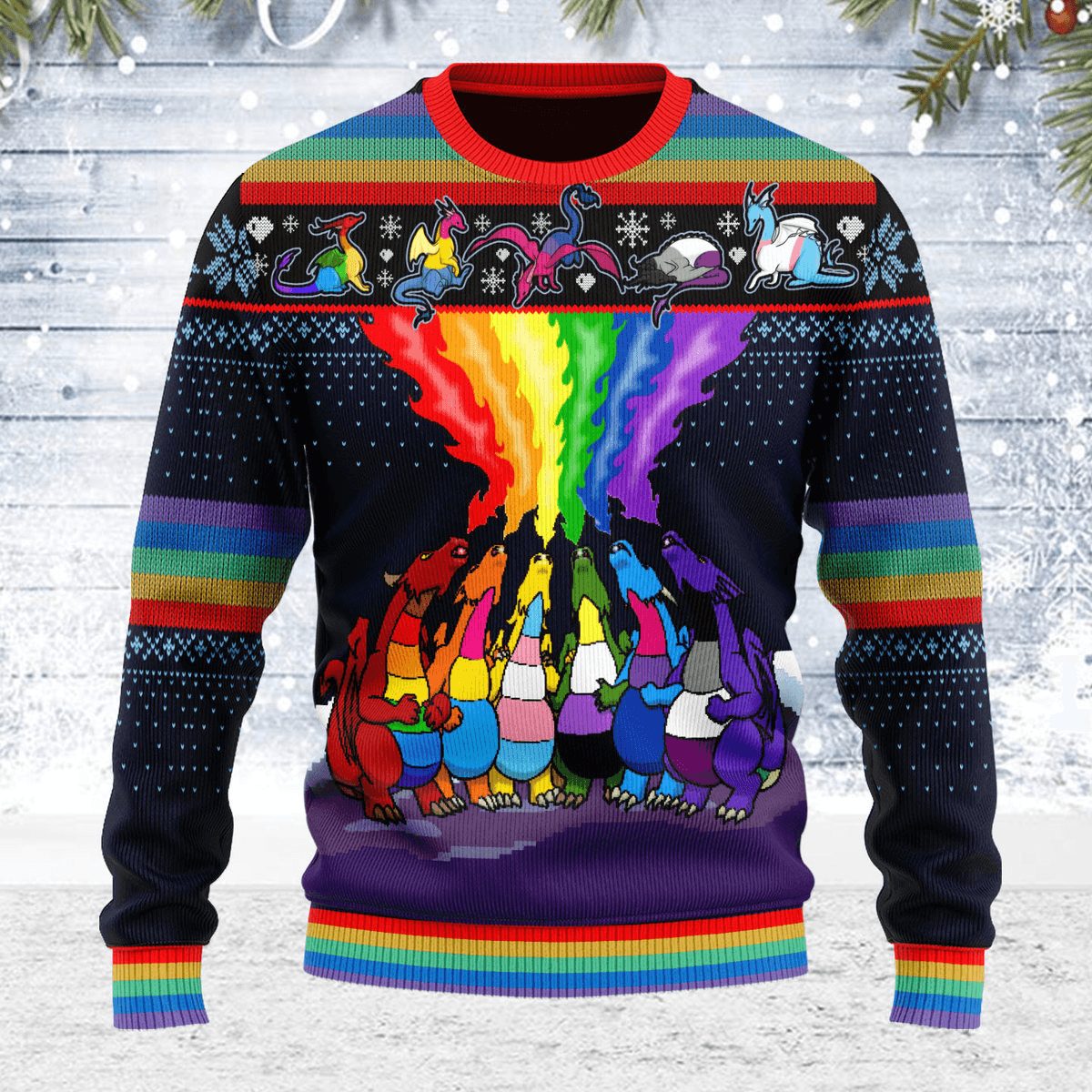 dragon lgbt ugly christmas sweater gearhomie com