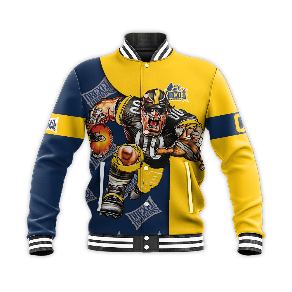 drexel dragons baseball jacket button up zipper hooded all over print football go on gift for fans ncaa cqhpw