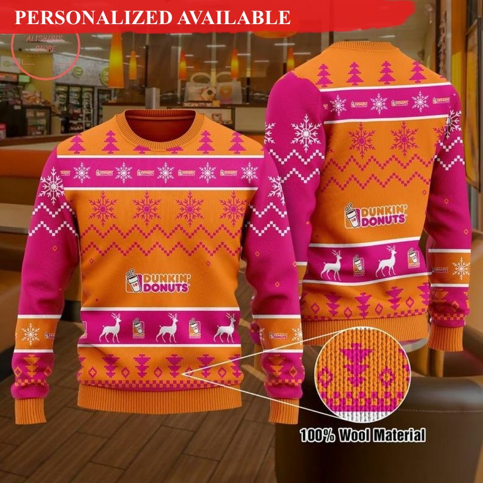 dunkin donut ugly christmas sweater 6494