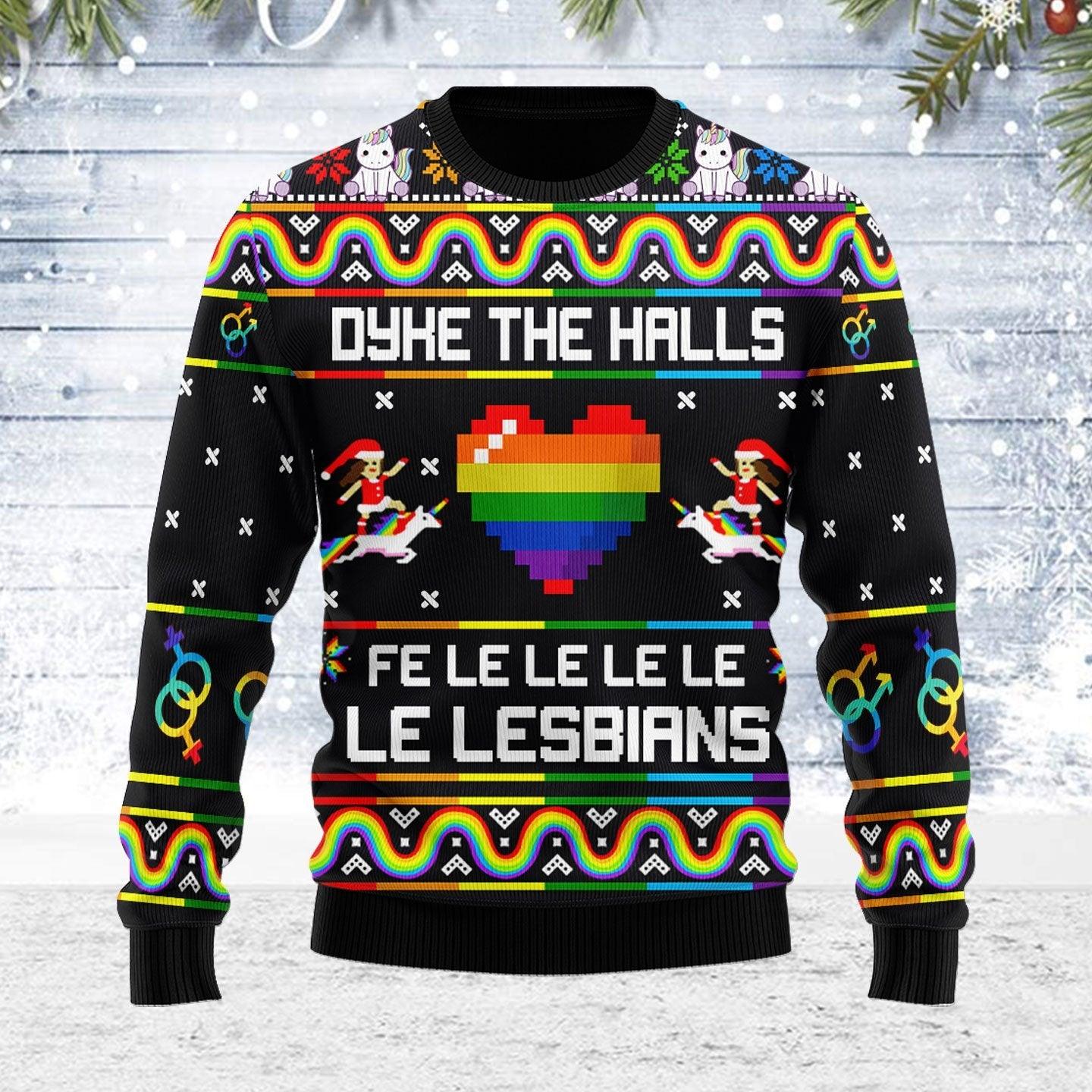 dyke the halls ugly christmas sweater gearhomie com 1