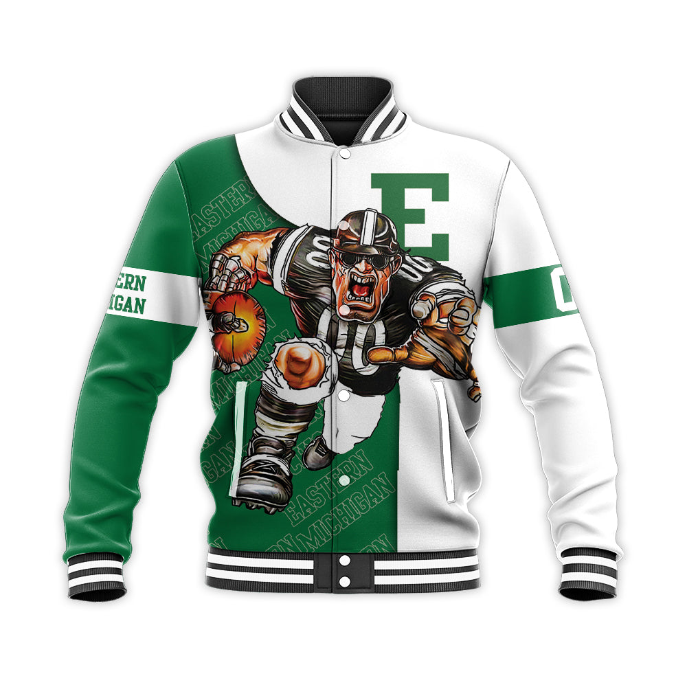 eastern michigan eagles baseball jacket button up zipper hooded all over print football go on gift for fans ncaa ysz85