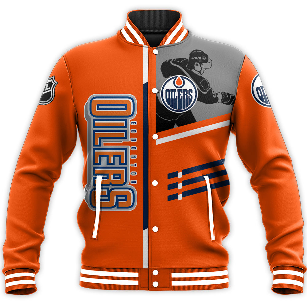 edmonton oilers baseball jacket button up zipper hooded all over print personalized hockey for fan nhl 2s7lj