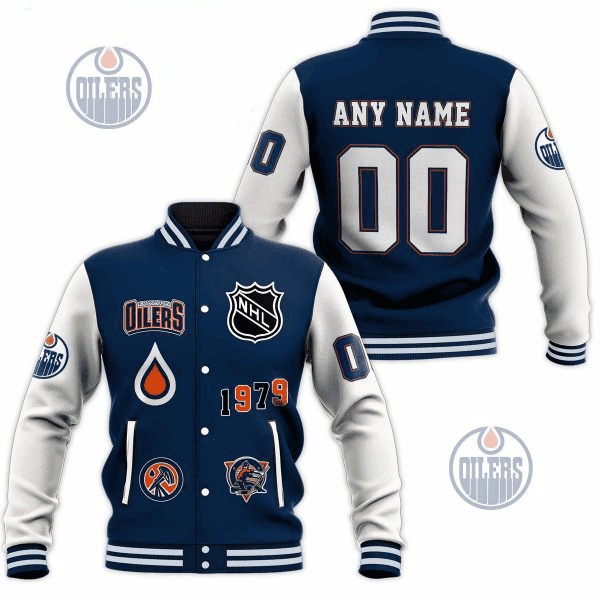 edmonton oilers nhl custom name and number baseball varsity jacket baseball jacket all over print c1i9a