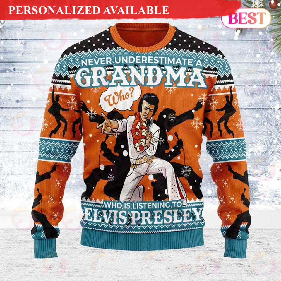 elvis presley christmas ugly sweater 1956