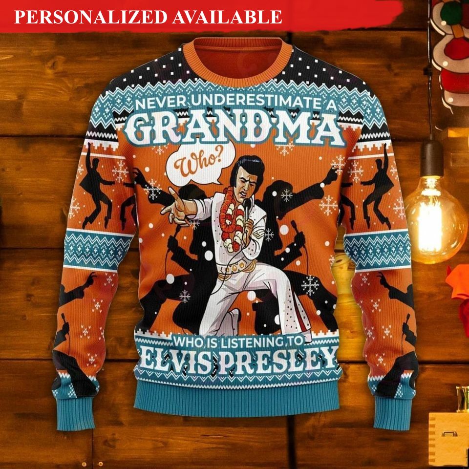 elvis presley christmas ugly sweater 2354