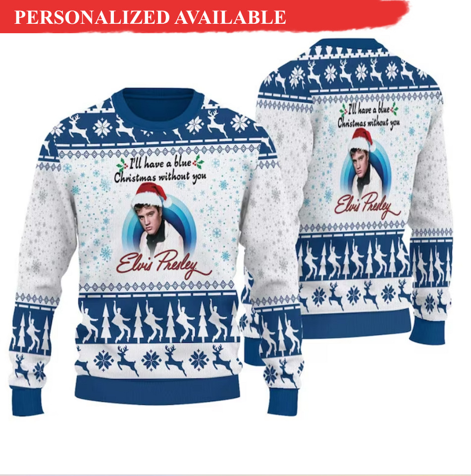 elvis presley christmas ugly sweater 2381