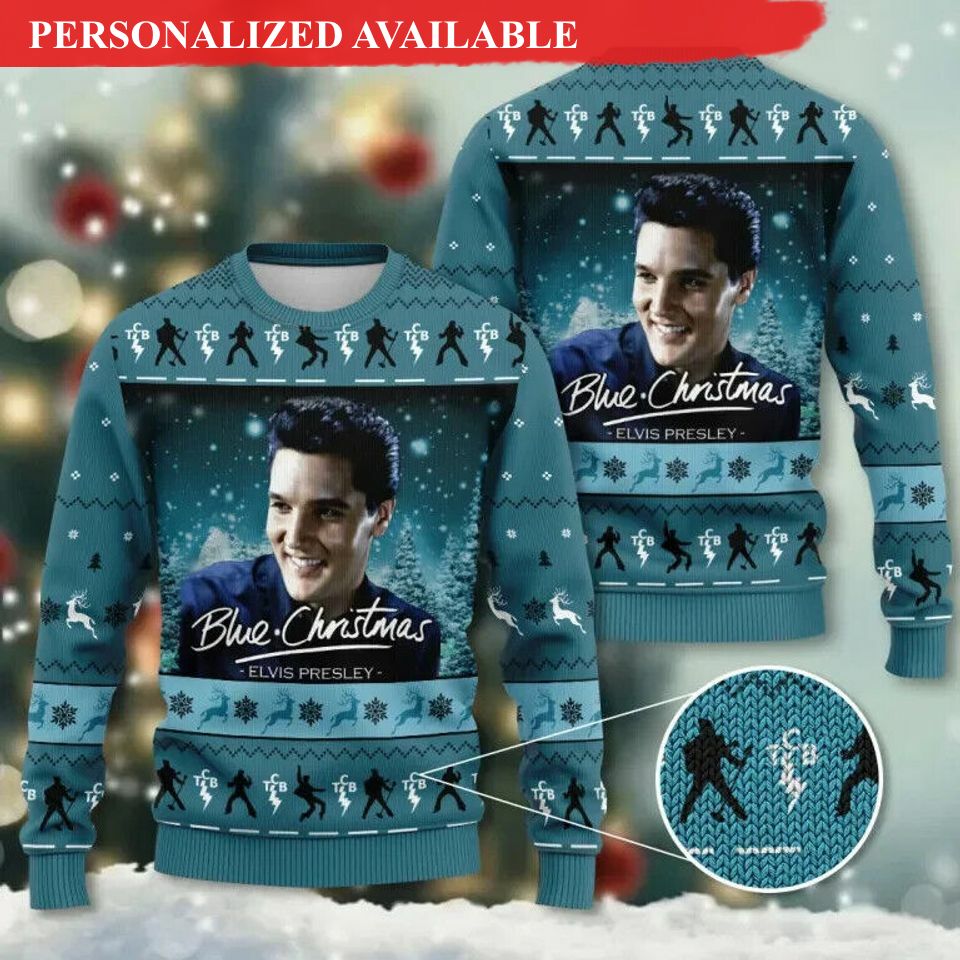 elvis presley christmas ugly sweater 2468