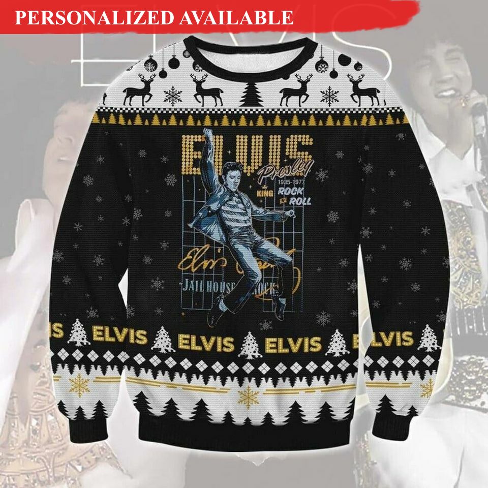 elvis presley christmas ugly sweater 4145