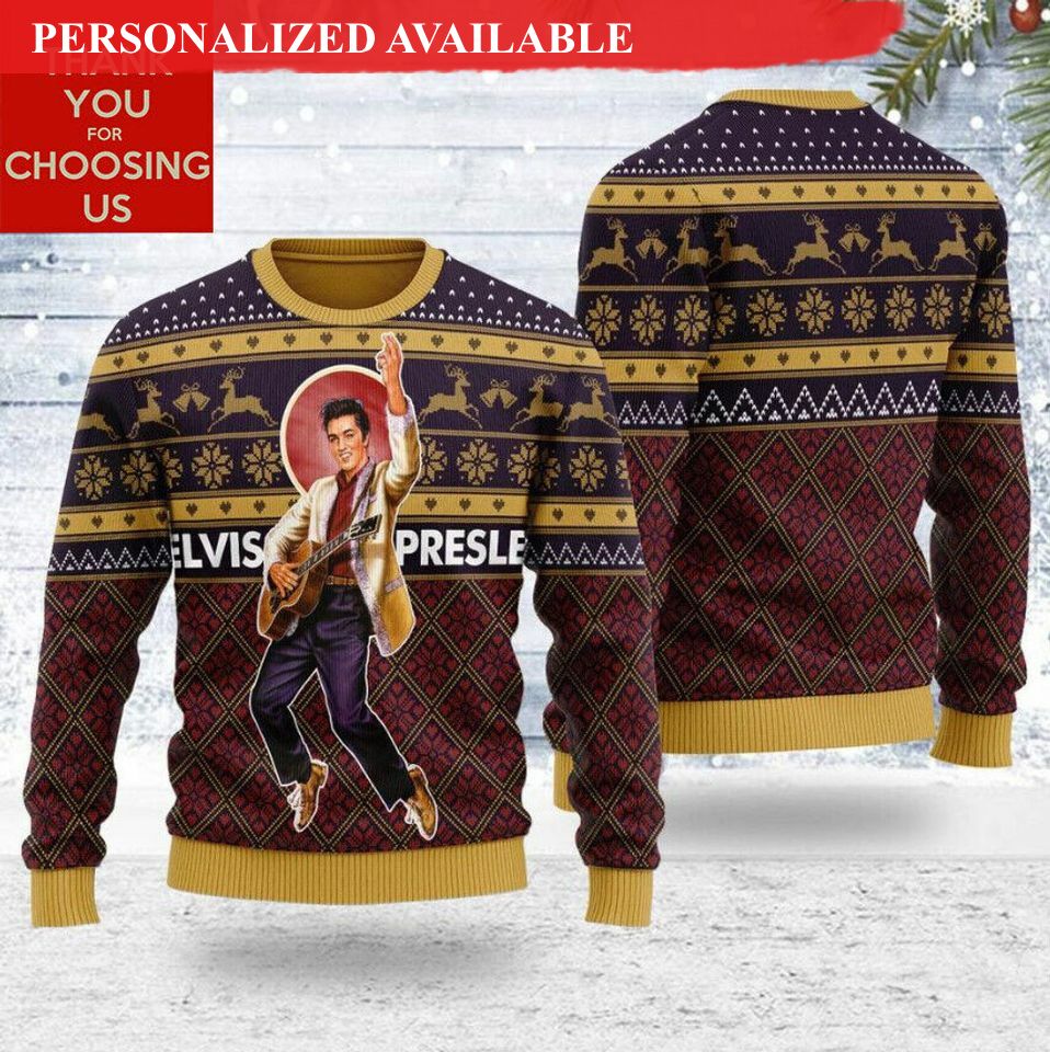 elvis presley christmas ugly sweater 4450