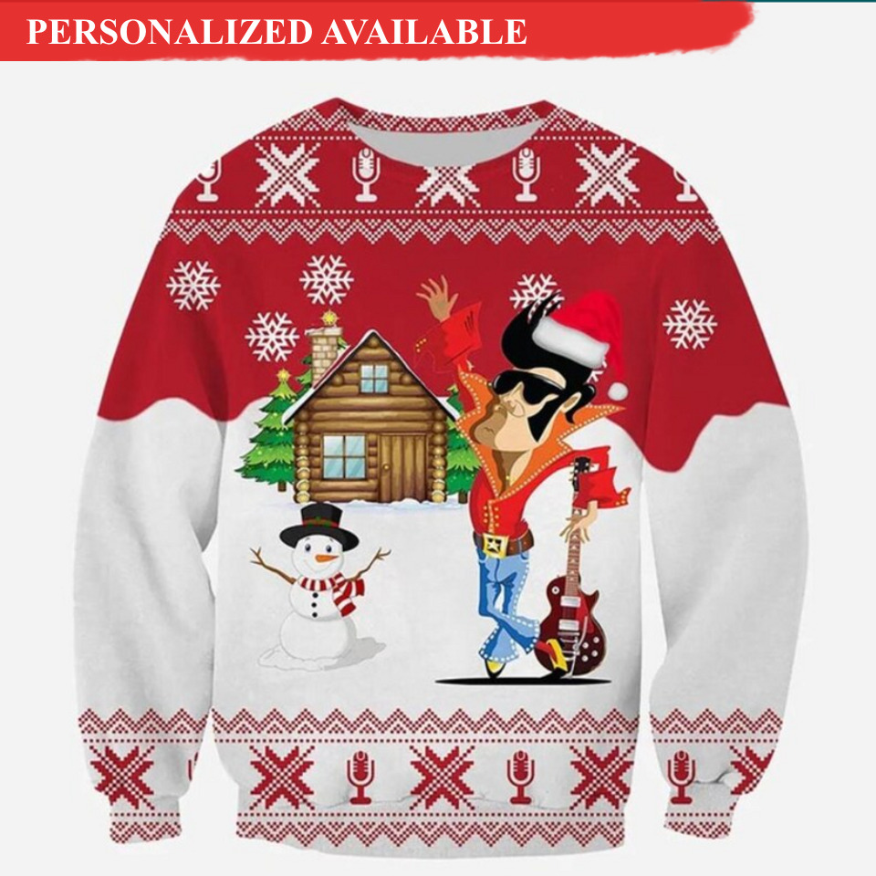 elvis presley christmas ugly sweater 5853