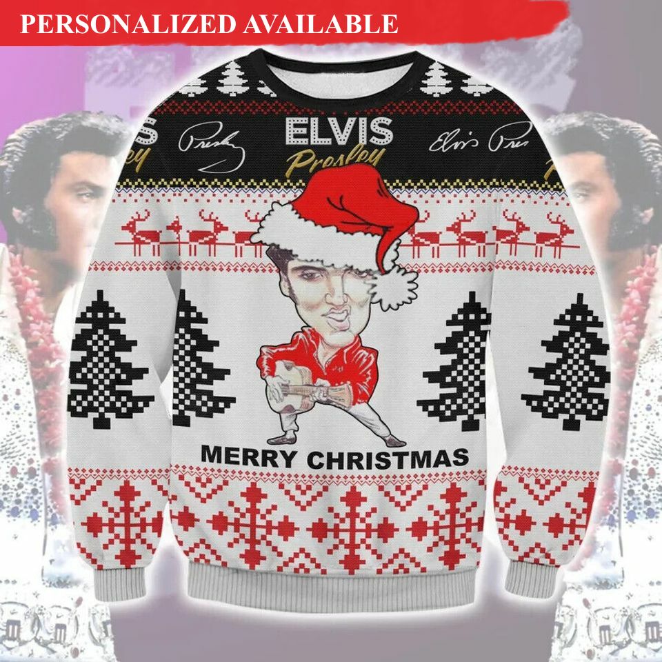 elvis presley christmas ugly sweater 6557