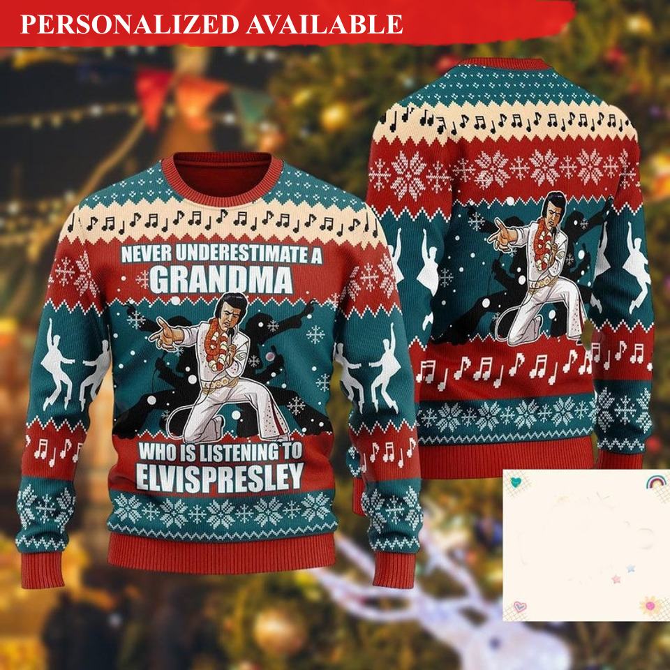 elvis presley christmas ugly sweater 7038