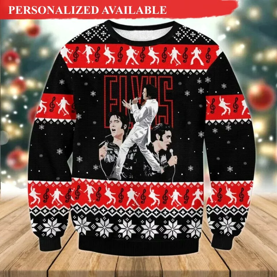 elvis presley christmas ugly sweater 7262