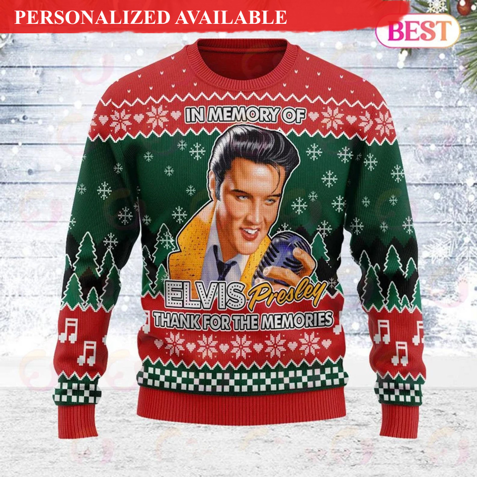 elvis presley christmas ugly sweater 8019