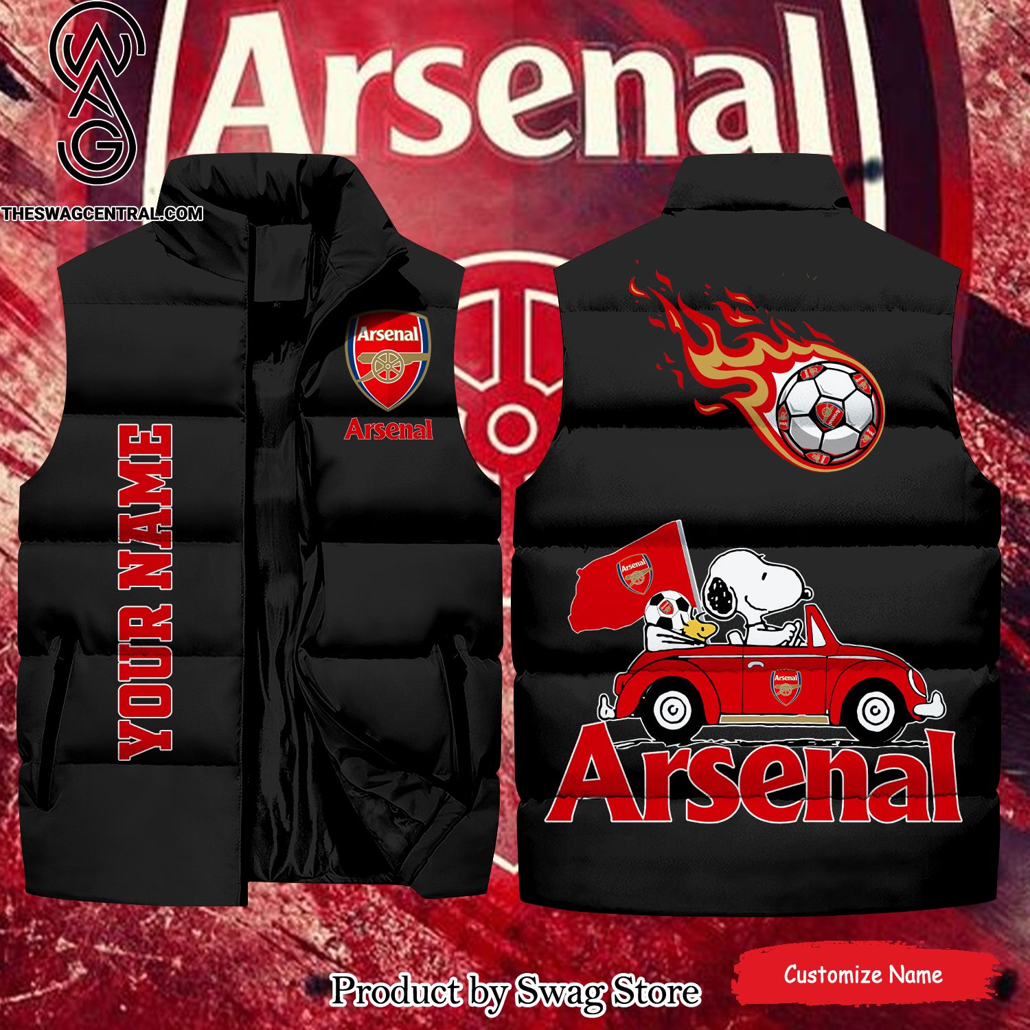 english premier league arsenal snoopy name classic sleeveless jacket 1 pCN8u