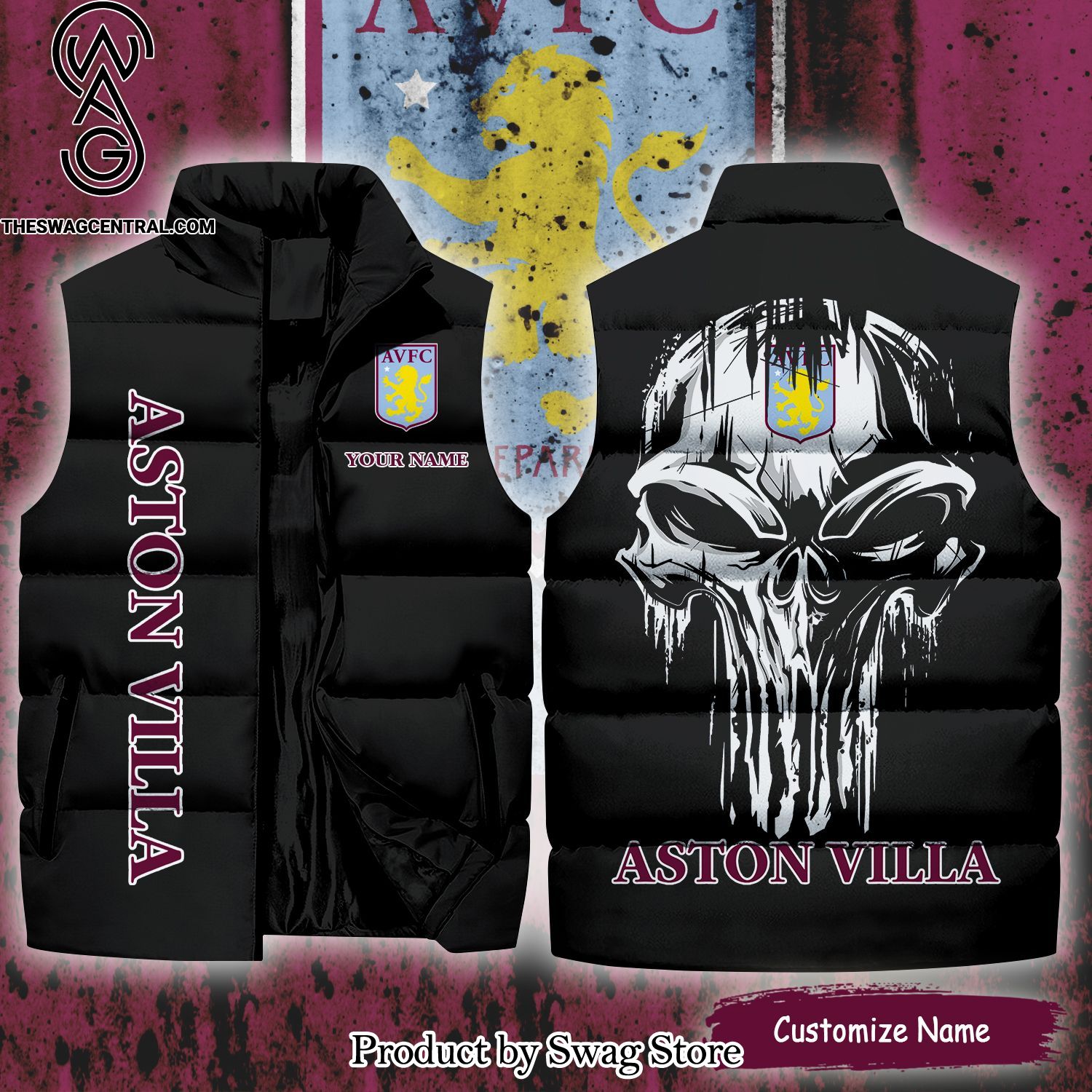 english premier league aston villa skull classic sleeveless jacket 1 LZ0fw