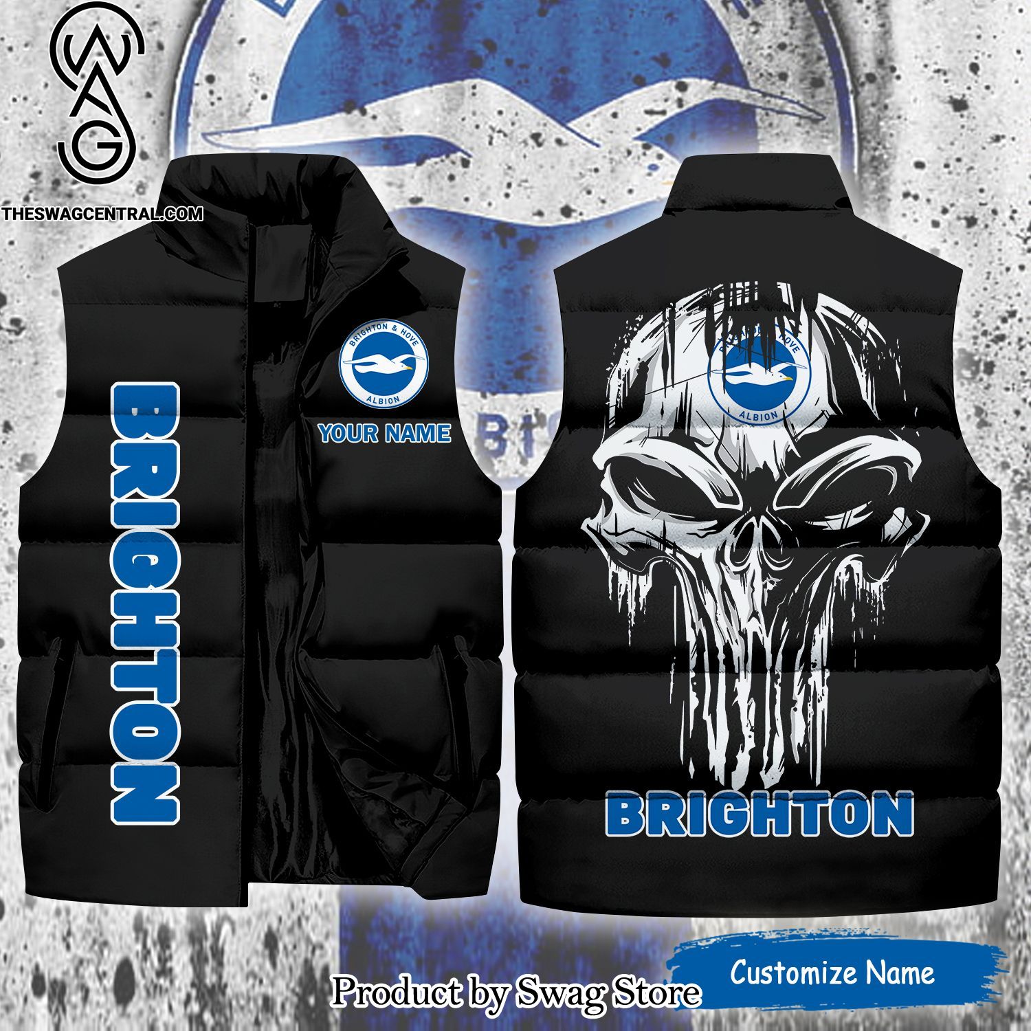 english premier league brighton and hove albion skull classic sleeveless jacket 1 uuXBA