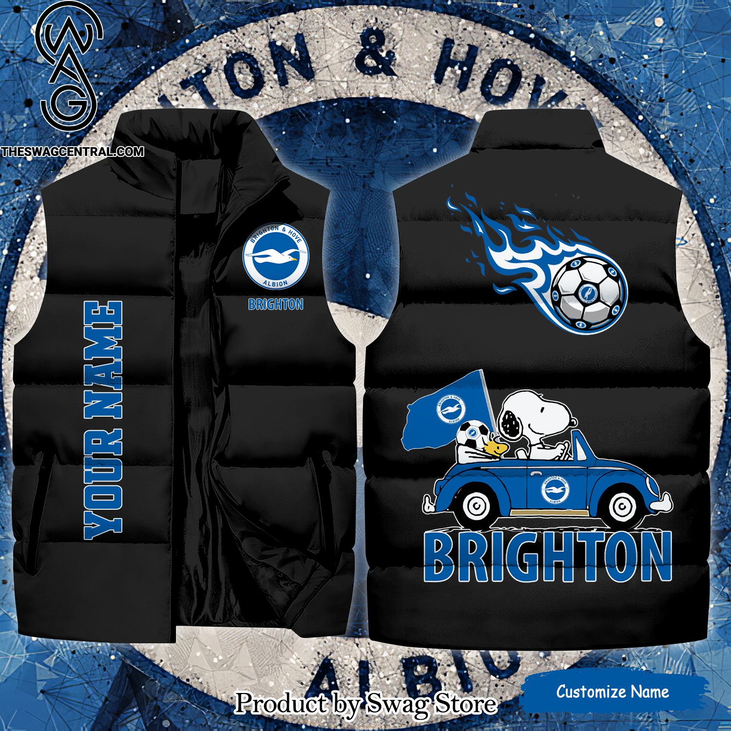 english premier league brighton and hove albion snoopy name classic sleeveless jacket 1 f1qNS