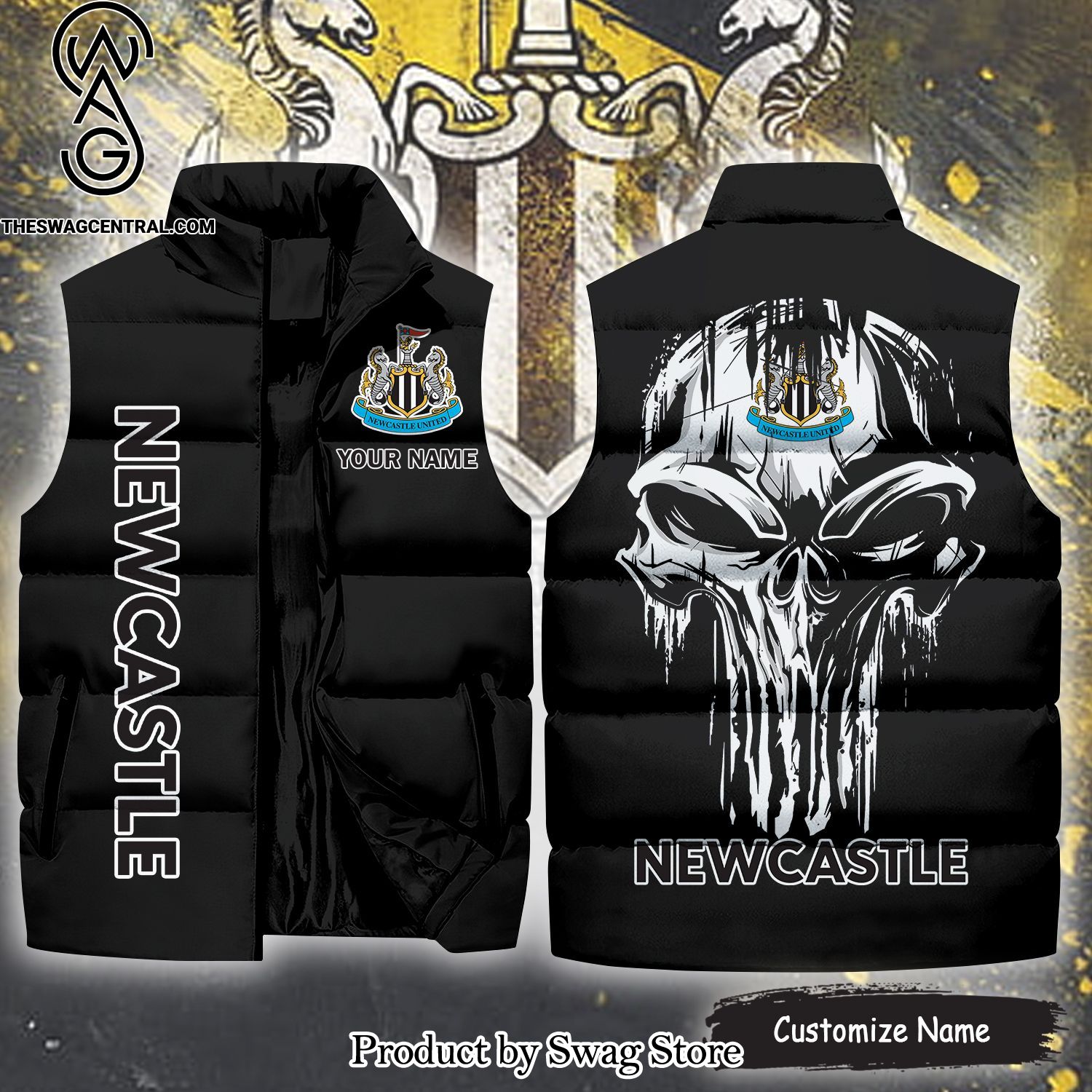 english premier league newcastle united skull classic sleeveless jacket 1 b4bpc