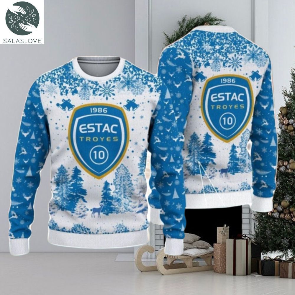 estac troyes big logo pine trees big fans gift christmas sweater 1 p8mkwe