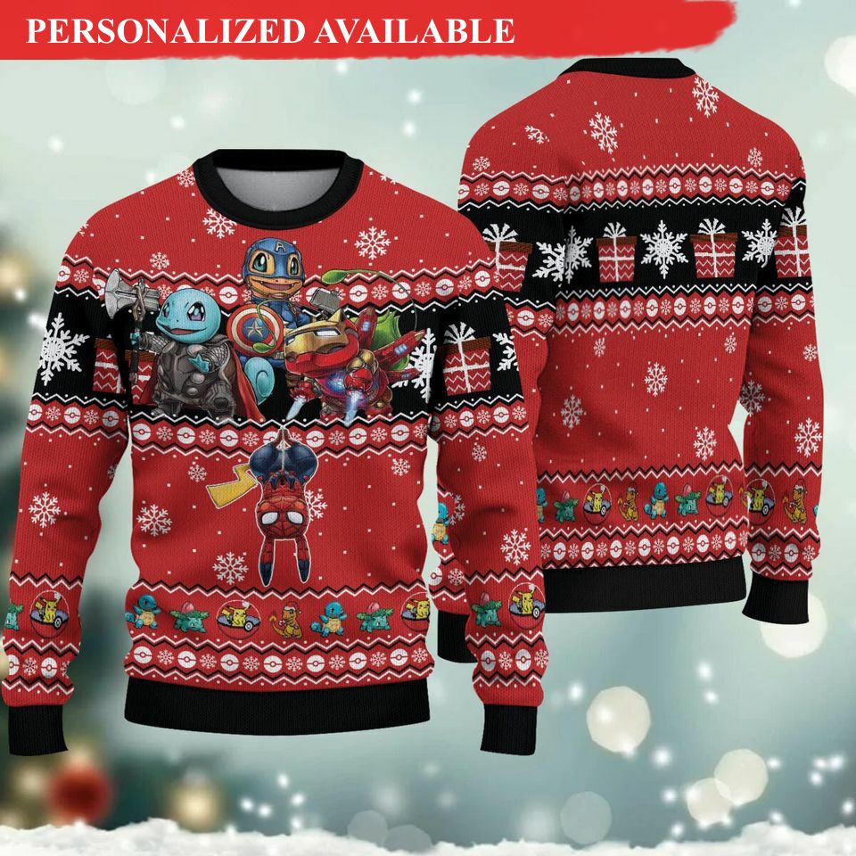 evengers pkm marvel woolen ugly christmas sweater 1189