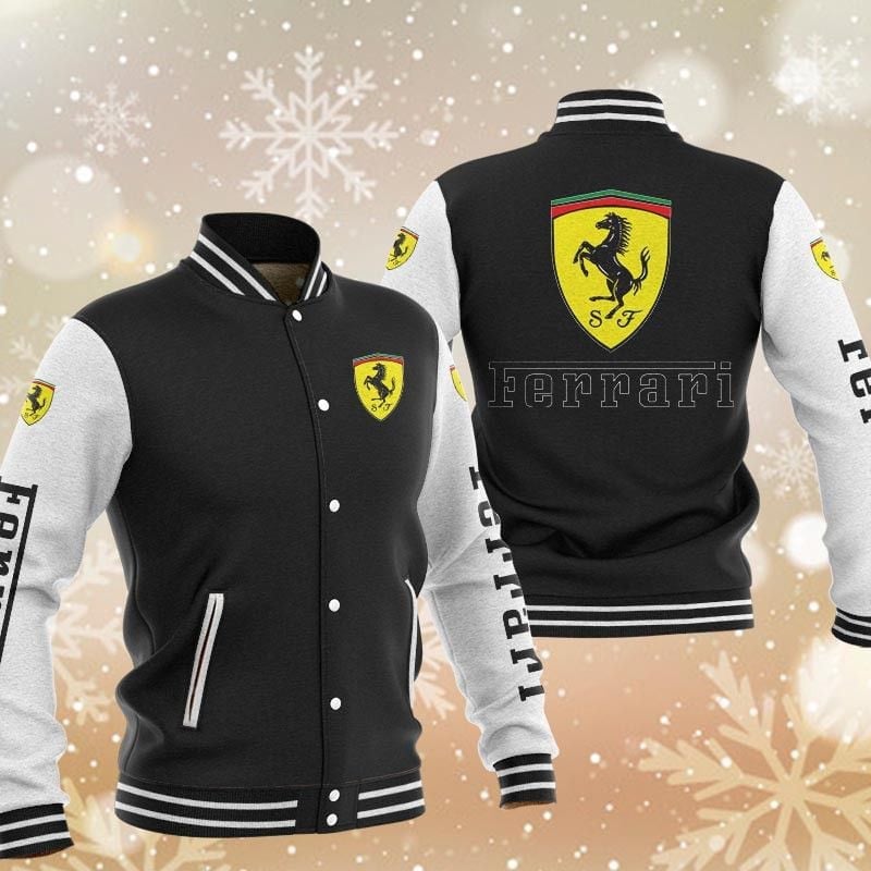 ferrari brand logo baseball varsity jacket baseball jacket all over print 69bsp