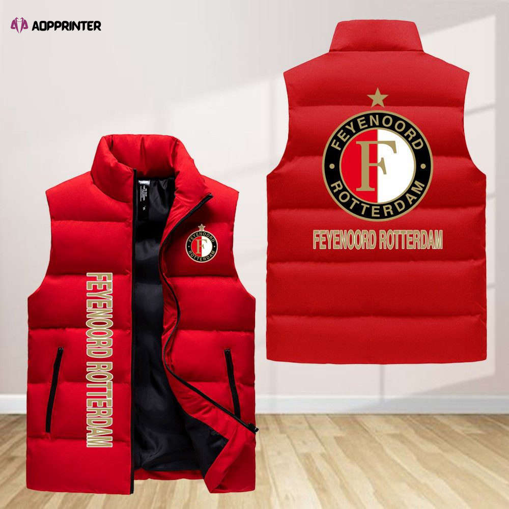 feyenoord rotterdam sleeveless puffer jacket custom for fans gifts