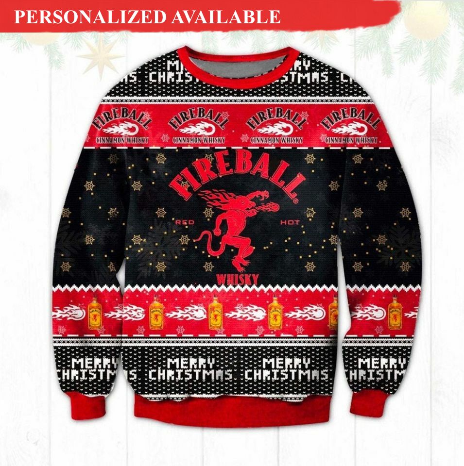 firebal whiskey a3 ugly christmas sweater 7529