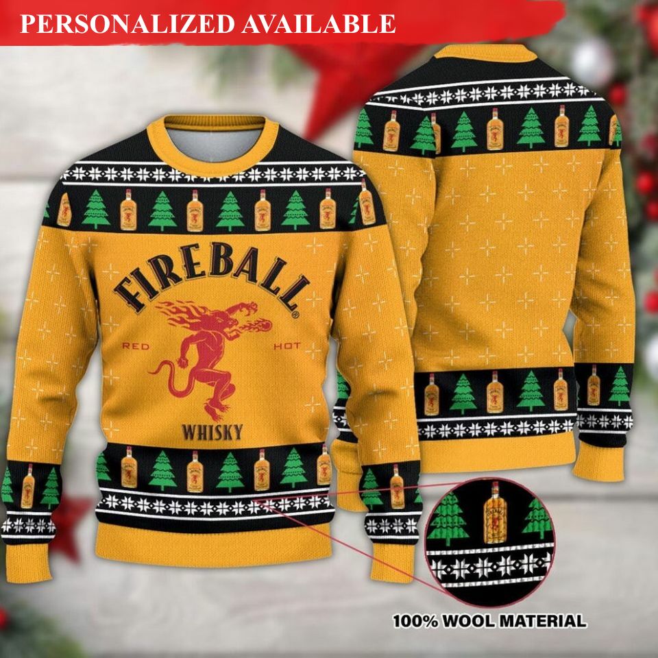 firebal whiskey ugly christmas ugly sweater 8290