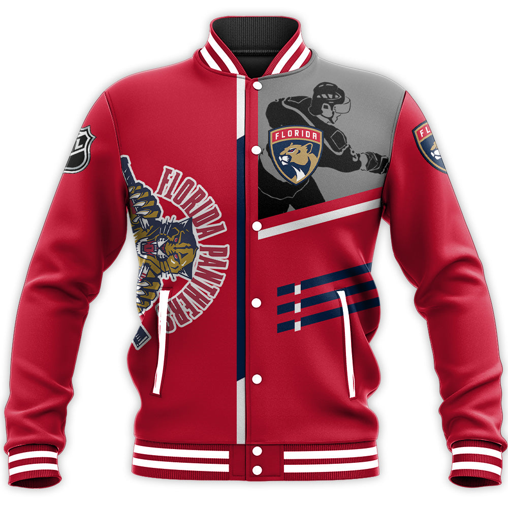 florida panthers baseball jacket button up zipper hooded all over print personalized hockey for fan nhl dyv9w