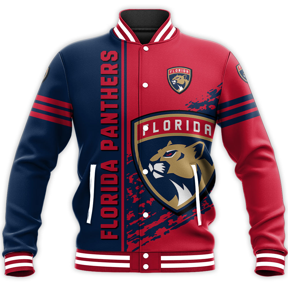 florida panthers baseball jacket button up zipper hooded all over print quarter style nhl gnlzt